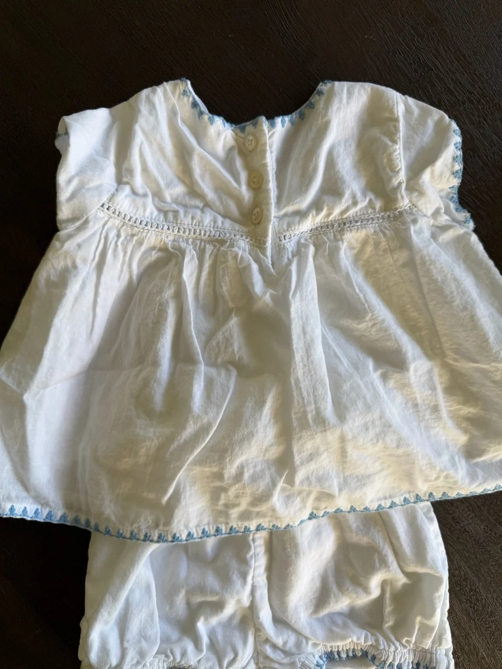 Minnow White & Blue Embroidered Kids Matching Set